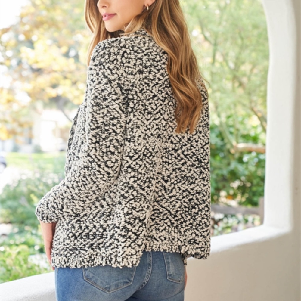BLACK IVORY CARDIGAN - Picture 8 of 12